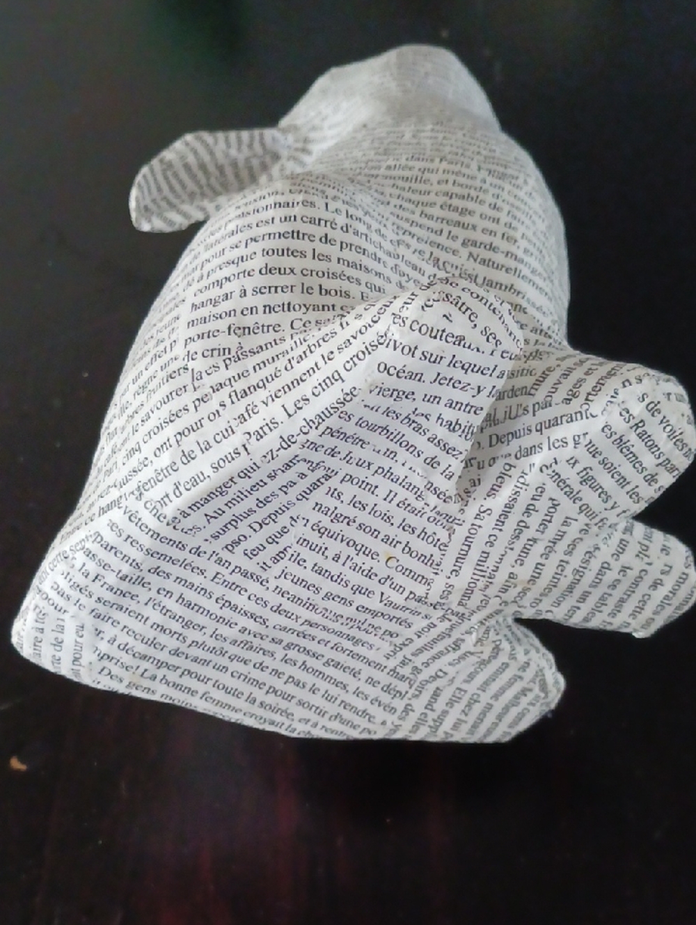 Vintage French Text Papier-mâché Rabbit - Picture 9 of 11